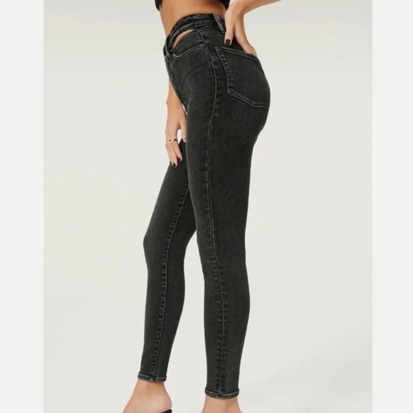 Good American Good Waist Slit GLSW419T Black210 6 / 28 - Picture 3 of 11